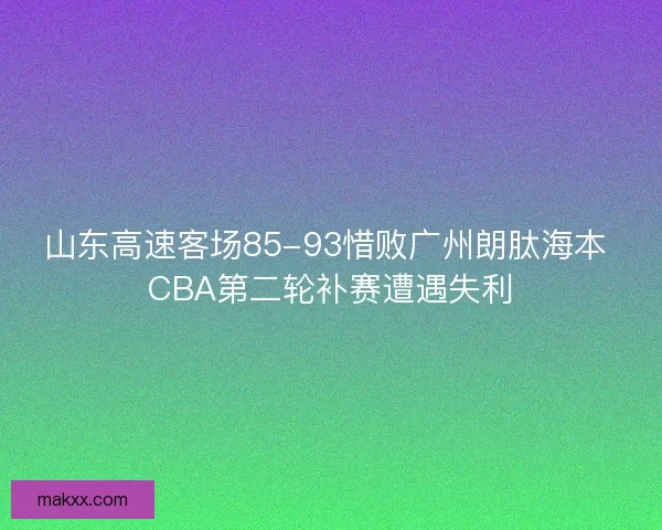 山东高速客场85-93惜败广州朗肽海本 CBA第二轮补赛遭遇失利